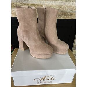New!!‎ Mata Shoes Womens Platform Bootie Suede Pink Taupe SIze 6